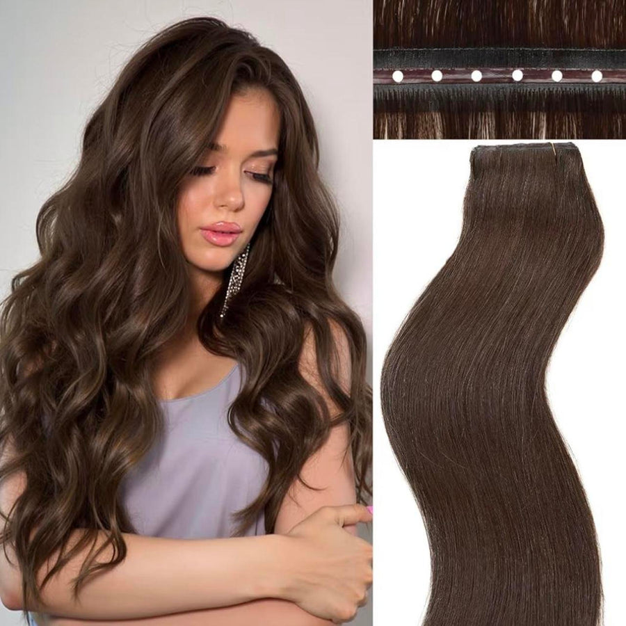 FANCEE 18” Butterfly Weft Human Hair Extensions – 100g Remy Hair (Brown)