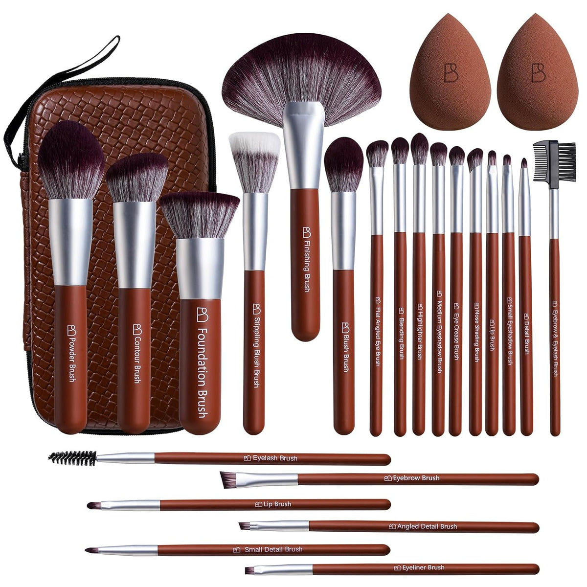 22-Piece Makeup Brush Set with Sponges & Case
