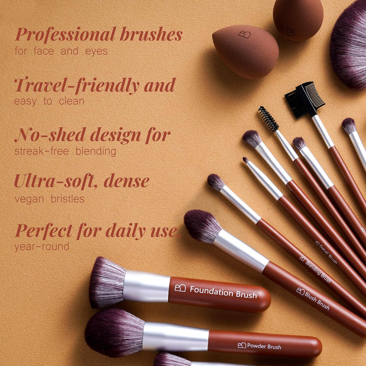 22-Piece Makeup Brush Set with Sponges & Case