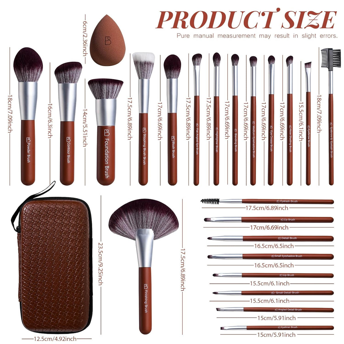 22-Piece Makeup Brush Set with Sponges & Case