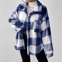 Women’s Oversized Fleece Plaid Button Jacket with Pockets – Fall Outerwear Staple