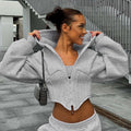 Women's Cropped Zip-Up Corset Hoodie Jacket - Gloss & Grit