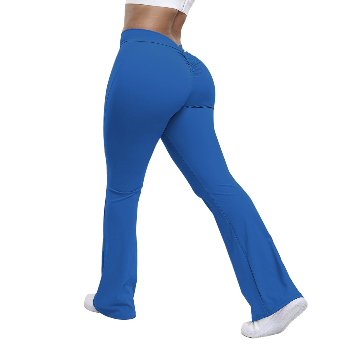 High-Waist Flared Yoga Pants with Scrunch Detail - Gloss & Grit