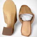 Newbella Square Toe Raffia Block Heel Slide Sandals Size 8.5 - Gloss & Grit