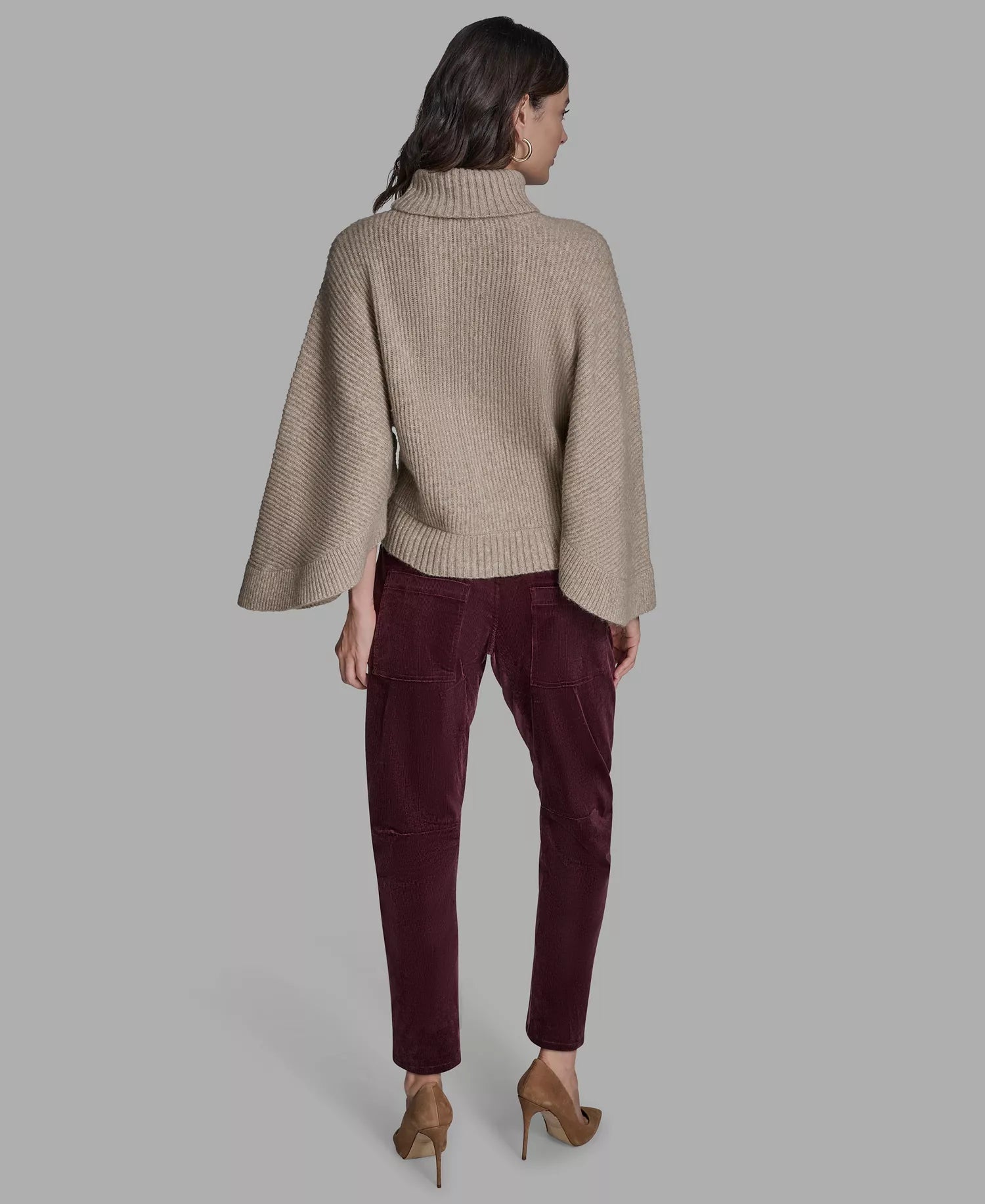 BCBG Women's Oversized Turtleneck Sweater Poncho