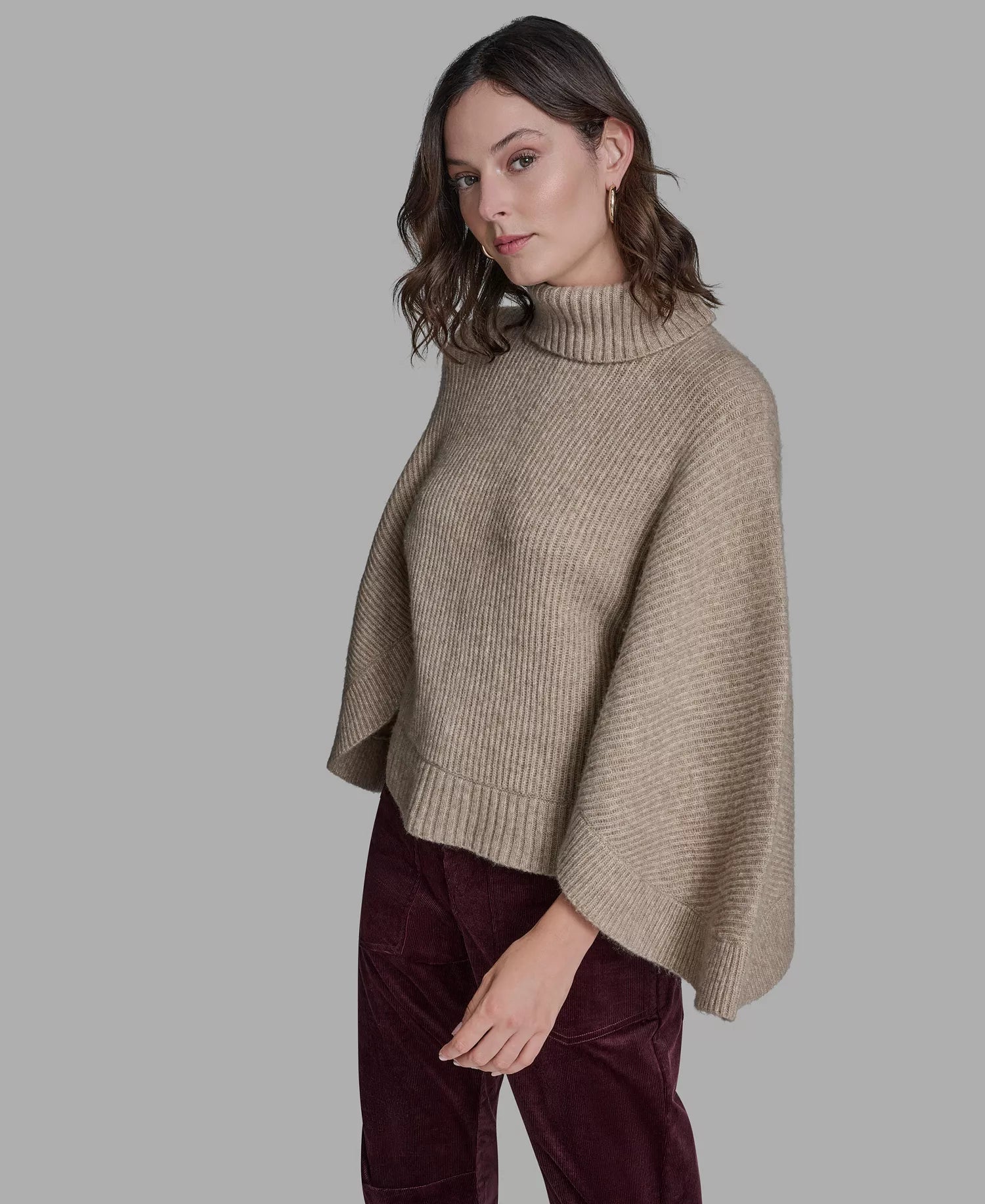 BCBG Women's Oversized Turtleneck Sweater Poncho