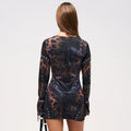 Y2K Leopard Studded Long Sleeve Mini Dress - Gloss & Grit