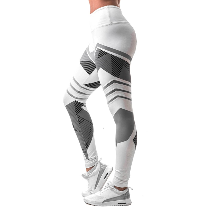 Women’s High Waist Compression Yoga Leggings – Geometric Sport Fitness
