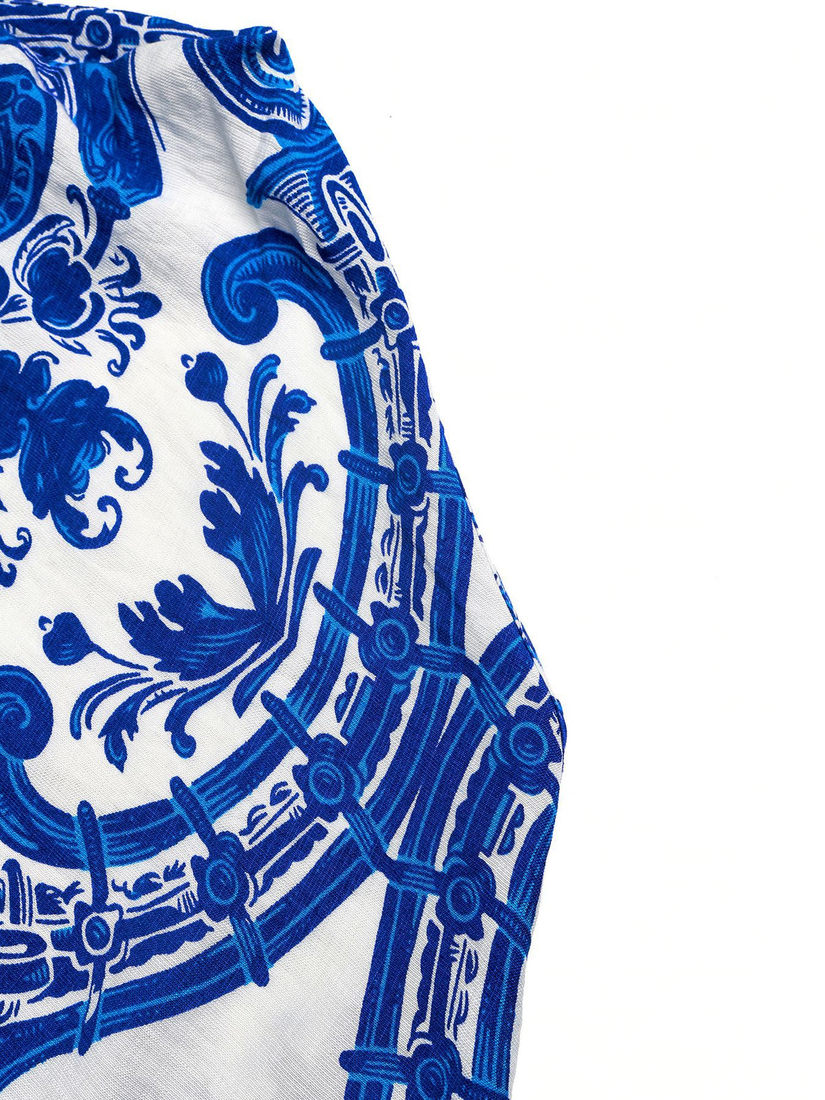 Women's Halter Maxi Dress | Blue Paisley Print High-Low - Gloss & Grit