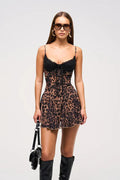Leopard Print Lace Corset Mini Dress - Gloss & Grit