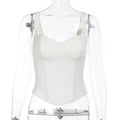 White Lace Corset Bustier Crop Top with Boning - Gloss & Grit
