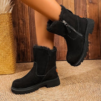 Women’s Side-Zip Fleece-Lined Winter Boots – Warm Waterproof Slip-Resistant