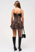 Leopard Print Lace Corset Mini Dress - Gloss & Grit