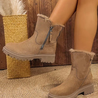 Women’s Side-Zip Fleece-Lined Winter Boots – Warm Waterproof Slip-Resistant