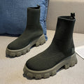 Chunky Knit Sock-Fit Ankle Boots - Gloss & Grit