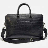 Coach Beckett Structured Brief F73526 – Croc-Embossed Leather Laptop Bag (Black) (Pre-Owned)