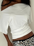 Ruched One-Shoulder Short Sleeve Top - Gloss & Grit