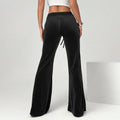 Black Velvet Drawstring Wide Leg Lounge Pants - Gloss & Grit