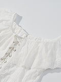 White Eyelet Ruffle Trim Corset Tank - Gloss & Grit