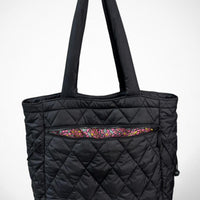Women’s Vera Bradley Black Featherweight Quilted Zip Tote Bag for Everyday Carry