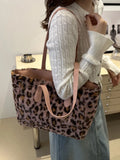 Leopard Print Faux Fur Tote Bag with Zip Closure - Gloss & Grit