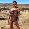 Leopard Off-Shoulder Lace-Up Crop Top & Shorts Set - Gloss & Grit