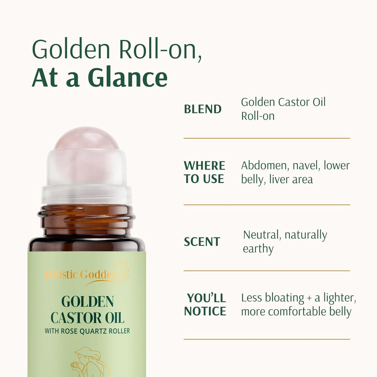Organic Golden Castor Oil with Rose Quartz Roller 1.7 fl oz