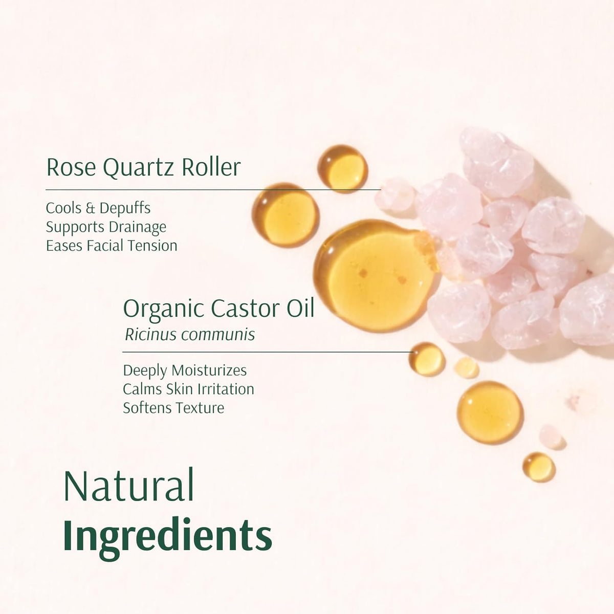Organic Golden Castor Oil with Rose Quartz Roller 1.7 fl oz