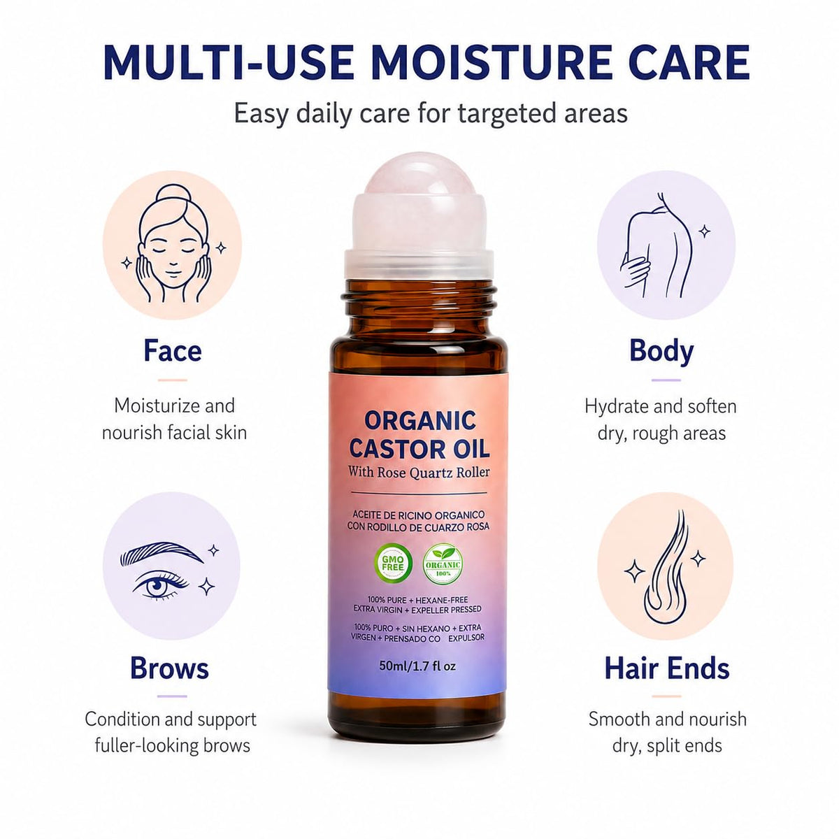 Rose Quartz Castor Oil Roll-On