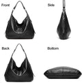 Women's Leather Hobo Bag Set – 3-Piece with Crossbody & Wristlet