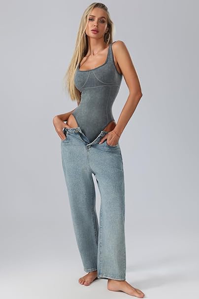Square Neck Backless Bodysuit - Gloss & Grit