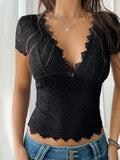 Supplier detail image 1 for Rosalie Lace V-Neck Crop Top