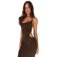 Women’s Backless Tie Neck Maxi Dress Slim Fit Sleeveless Evening