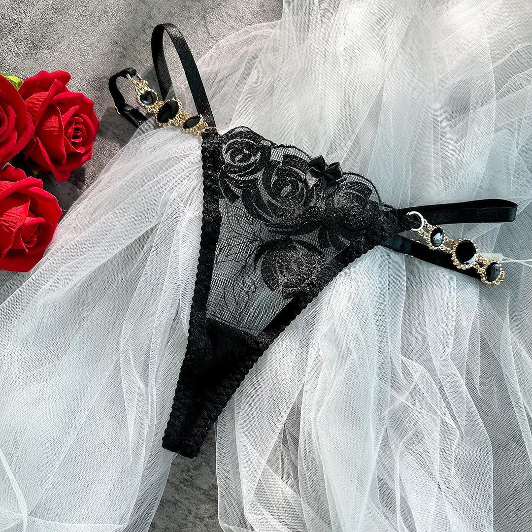 Gemstone Embroidered Bra & Garter Set