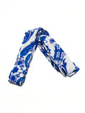 Women's Halter Maxi Dress | Blue Paisley Print High-Low - Gloss & Grit
