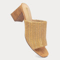 Newbella Square Toe Raffia Block Heel Slide Sandals Size 8.5 - Gloss & Grit