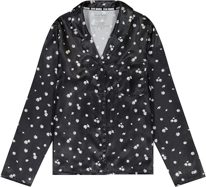 Steve Madden Satin Long Sleeve Button Down & Pants Sleep Set