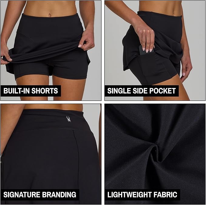 Spyder High-Waisted Tennis Skort with Pockets - Gloss & Grit