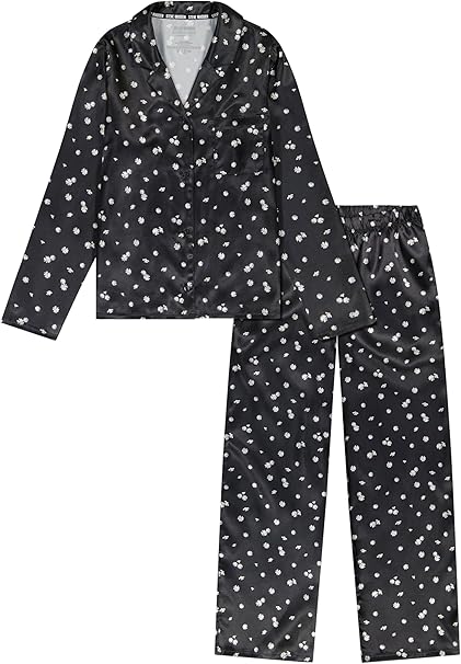 Steve Madden Satin Long Sleeve Button Down & Pants Sleep Set
