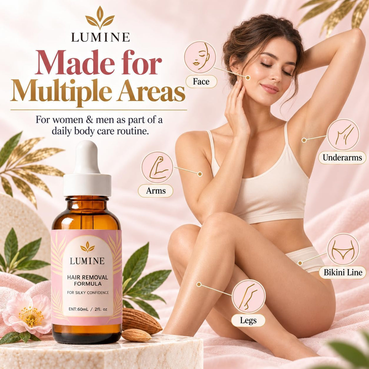 LUMINE Cyperus Rotundus Body Oil for face, underarms, arms, legs and bikini line