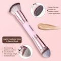 HGHDBT pink dual-ended angled foundation and tapered brush with cream swatch