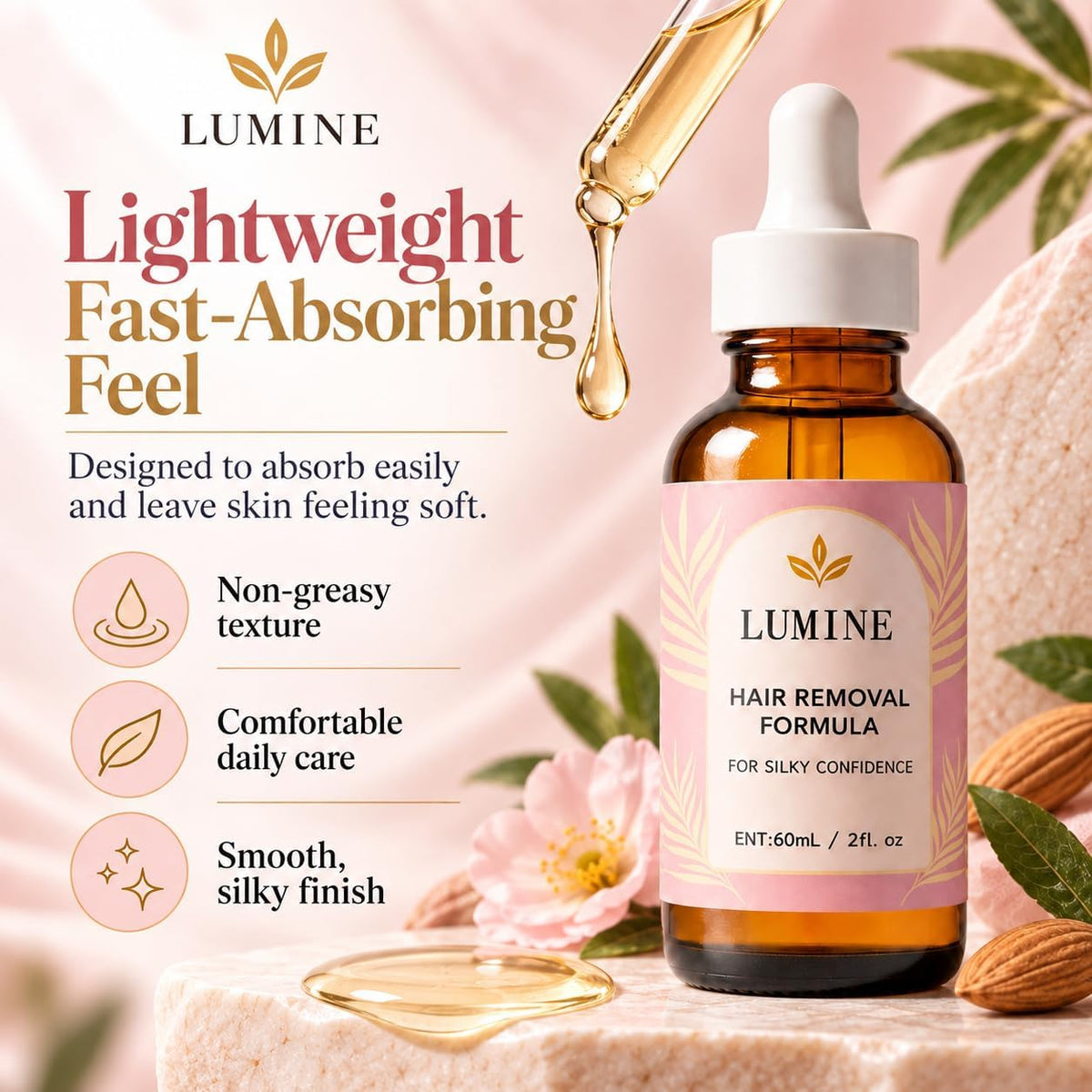 LUMINE Cyperus Rotundus Body Oil with a non-greasy, lightweight texture