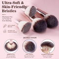HGHDBT pink makeup brushes with ultra-soft, skin-friendly bristles, detail view