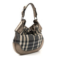 Burberry Shimmer Check Hobo in Pewter