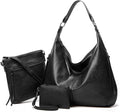 Women's Leather Hobo Bag Set – 3-Piece with Crossbody & Wristlet