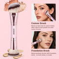 HGHDBT pink dual-ended contour and foundation brush shown in use
