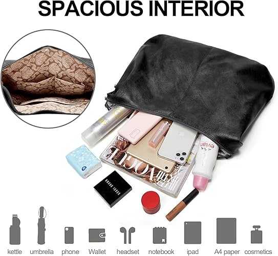 Women's Leather Hobo Bag Set – 3-Piece with Crossbody & Wristlet
