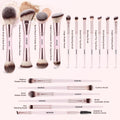 HGHDBT 53-piece pink makeup brush set laid out with each brush labeled