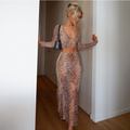Tiger Print Cutout Crop Top and Maxi Skirt Set - Gloss & Grit
