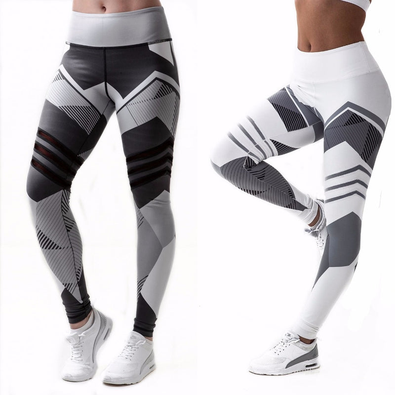 Women’s High Waist Compression Yoga Leggings – Geometric Sport Fitness